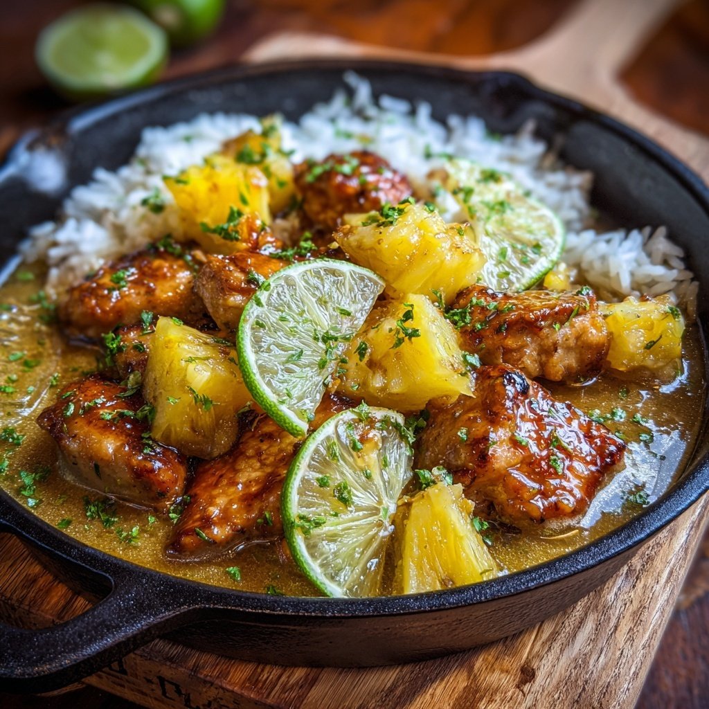 Pineapple Lime Chicken Rice Skillet