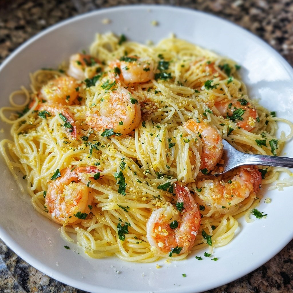 Angel Hair Pasta With Lemon Shrimp