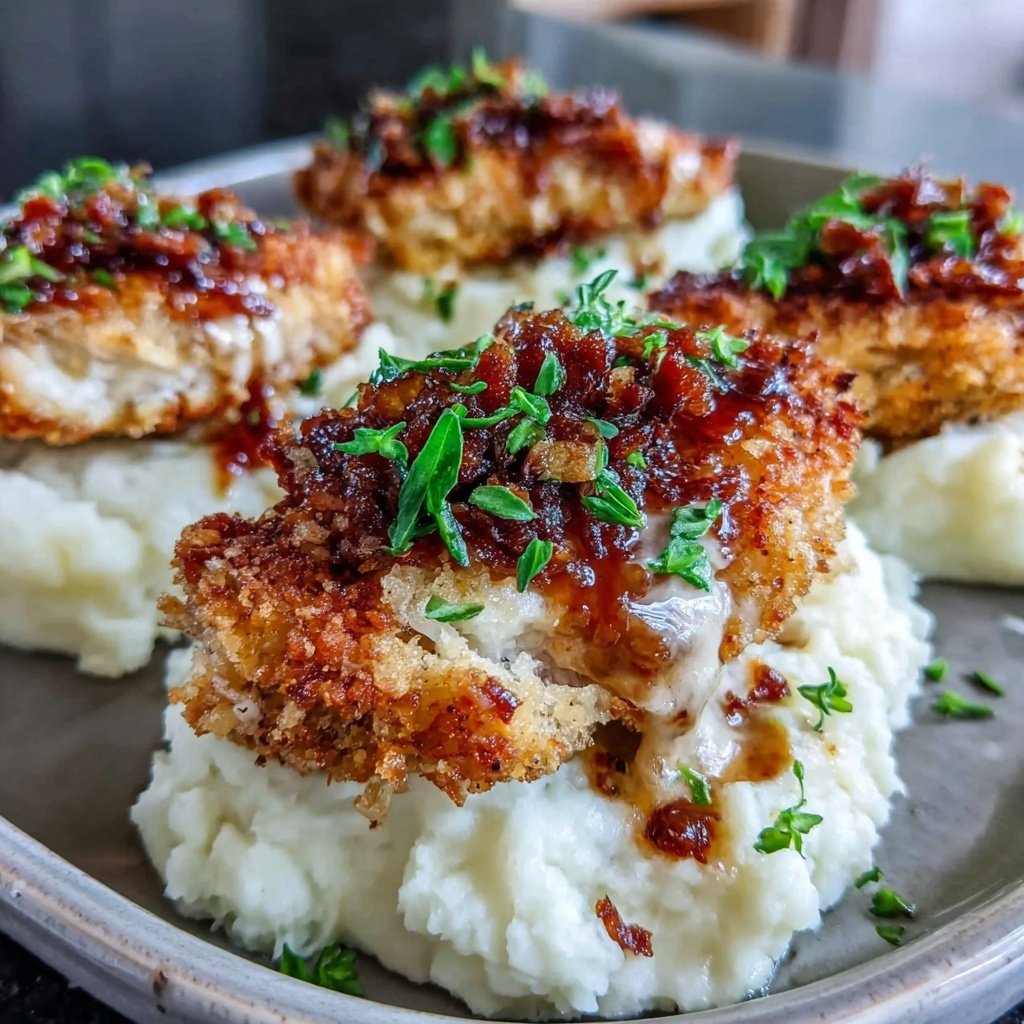 Mashed Potatoes With Crispy Chicken Cutlets