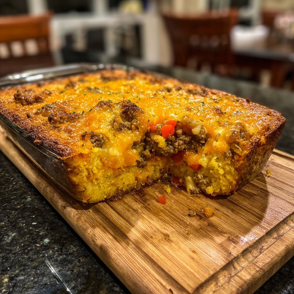 Ground Beef And Cornbread Casserole