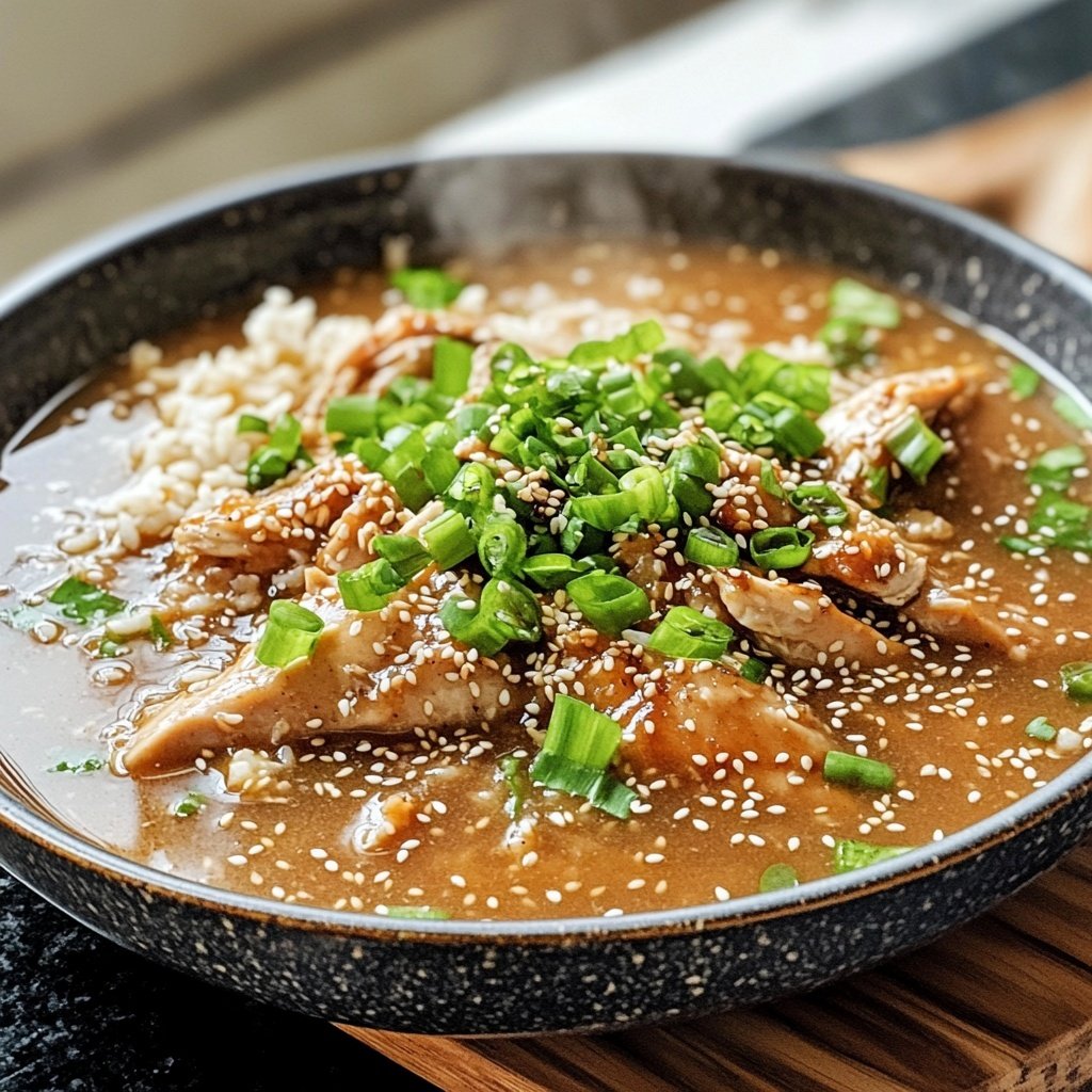Caramelised Soy Chicken in Garlic Ginger Broth with Rice