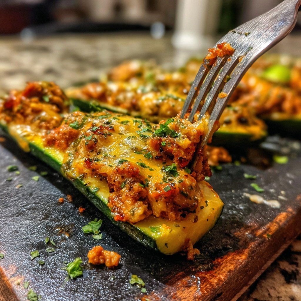Ground Turkey Stuffed Zucchini Boats